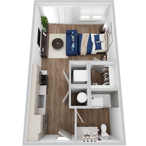 Floor plan for studio, 1 bath, 508 sqft